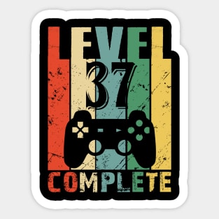 Vintage 37th Wedding Anniversary Level 37 Complete Funny Video Gamer Birthday Gift Ideas Sticker